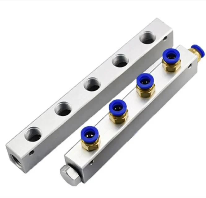 Коллектор пневматический ML 2 тройник 4-отверстный G1/4" латунный 10 бар