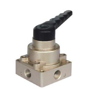 Пневмораспределитель HV400-02 4/3 золотниковый ручной с закрытым центром, резьба 1/4", 10 бар