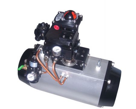 Пневмопривод поворотный PBT075D-SK ISO5211/DIN3337 типоразмер 75, угол поворота 90°, корпус и вал из нержавеющей стали 316