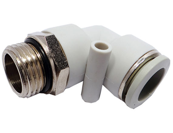 Фитинг угловой пневматический PL 16-04 цанговый R1/2" для трубок 16 мм, 90°