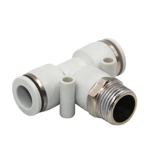 Пневмофитинг тройник PB 8-04 цанговый для трубки 8 мм с резьбой R1/2"