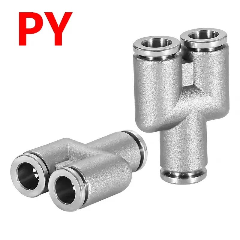 Фитинг пневматический PY 6-4 Y-образный цанговый для труб 6 мм и 4 мм, 10 бар
