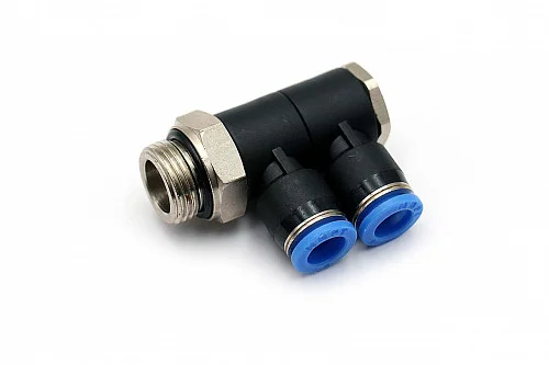 Пневмофитинг PHL(2) 08-03 L-образный поворотный с наружной резьбой G3/8" для полиуретановых/нейлоновых труб