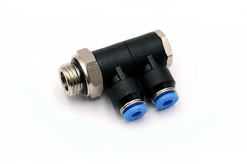 Пневмофитинг PHL(2) 04-02 L-образный поворотный с наружной резьбой G1/4" для воздуха и вакуума, цанговое соединение