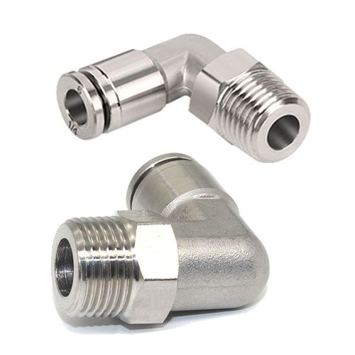 Фитинг пневматический NPLT 12-03 L-образный латунный R3/8" цанговый для полиуретановых труб 12 мм 1.0 МПа