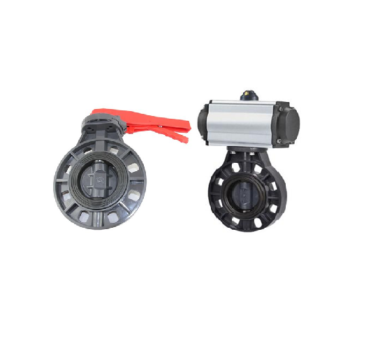 Затвор дисковый поворотный межфланцевый DN65 PN10 UPVC EPDM рукоятка WBV4242E-2W-Fb-H