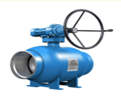 Кран шаровой LD КШ.Ц.П.Р.350/300.016 Ду350 Ру16 с редуктором, сталь 20, PTFE, под приварку