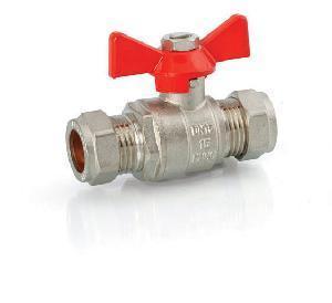 Кран шаровой AQUALINK Ду16 Ру10 компрессионный стандартнопроходной двухходовой латунь CW617N