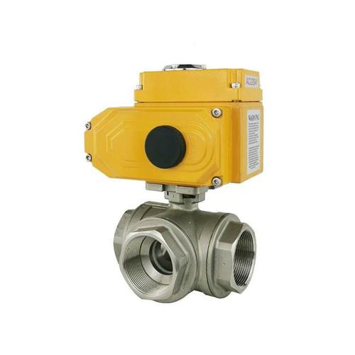 Кран шаровой трехходовой ABRA BV-15 DN65 PN40 L-порт с электроприводом 220В, нержавеющая сталь CF8M