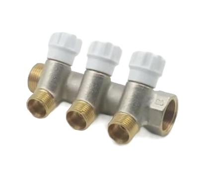 Коллектор распределительный LUXOR CP 453 G1″ х G3/4″ Ду25 PN10 латунный муфтовый 3 отвода